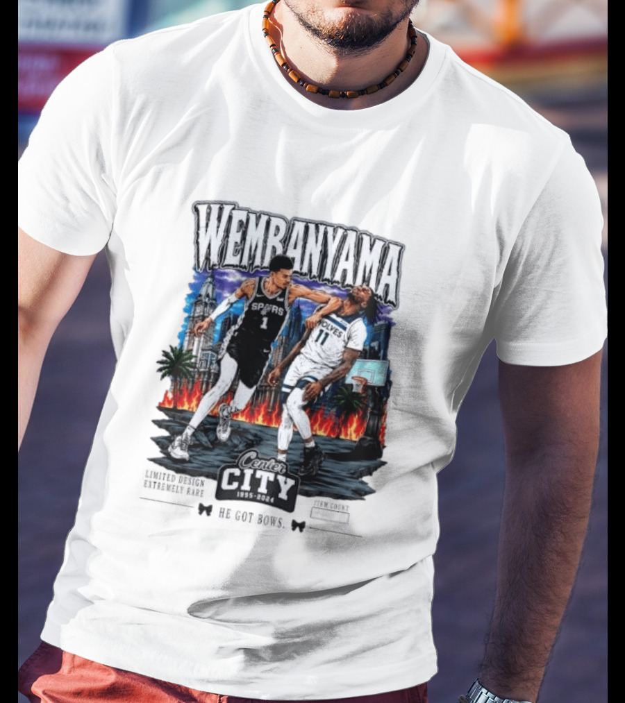 Wembanyama Spurs Center City 1995 2024 Basketball Matchup T-Shirt