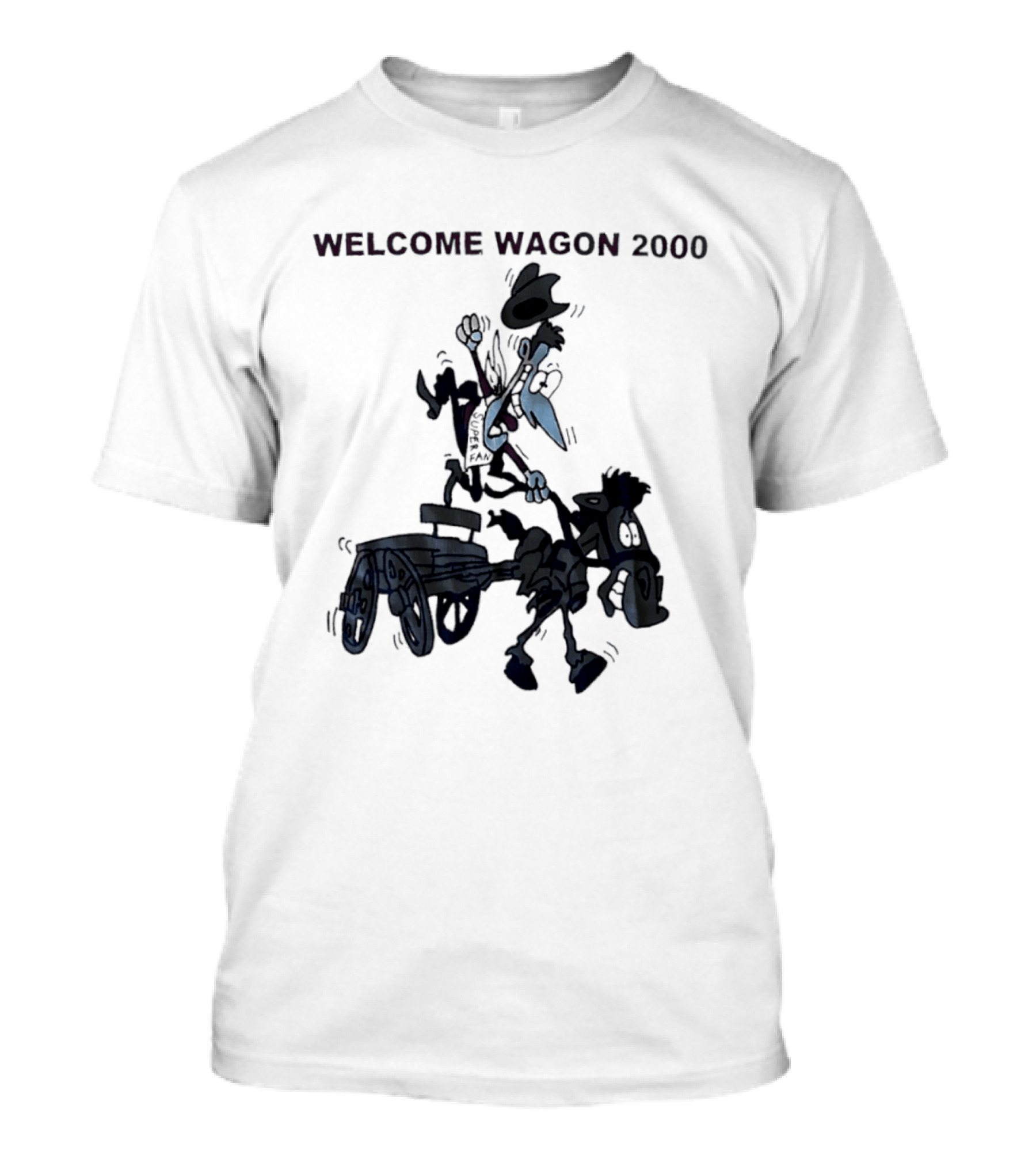 Welcome Wagon 2000 Cartoon Cowboy On A Horse T-Shirt
