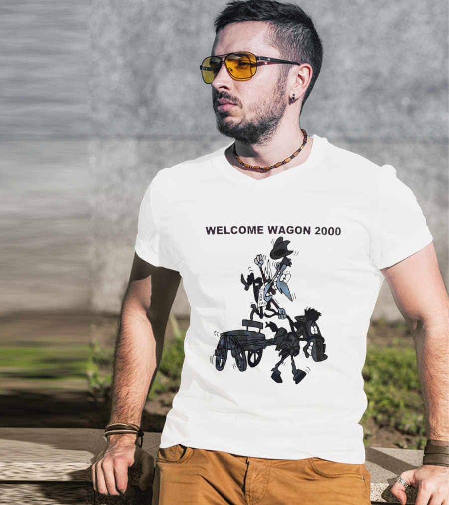 Welcome Wagon 2000 Cartoon Cowboy On A Horse T-Shirt