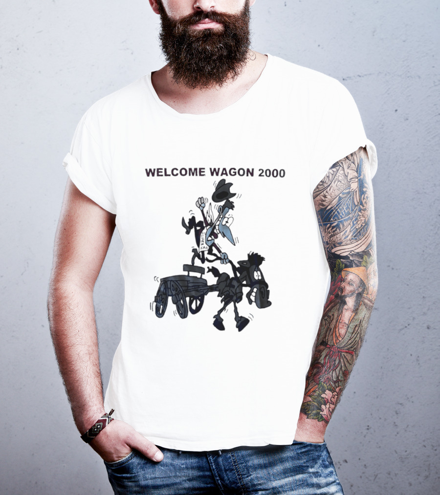 Welcome Wagon 2000 Cartoon Cowboy On A Horse T-Shirt