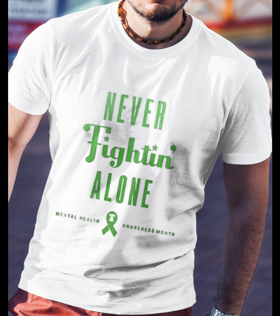 Philadelphia Phillies Never Fightin' Alone Mental Health Awareness Strikeout Stigma T-Shirt