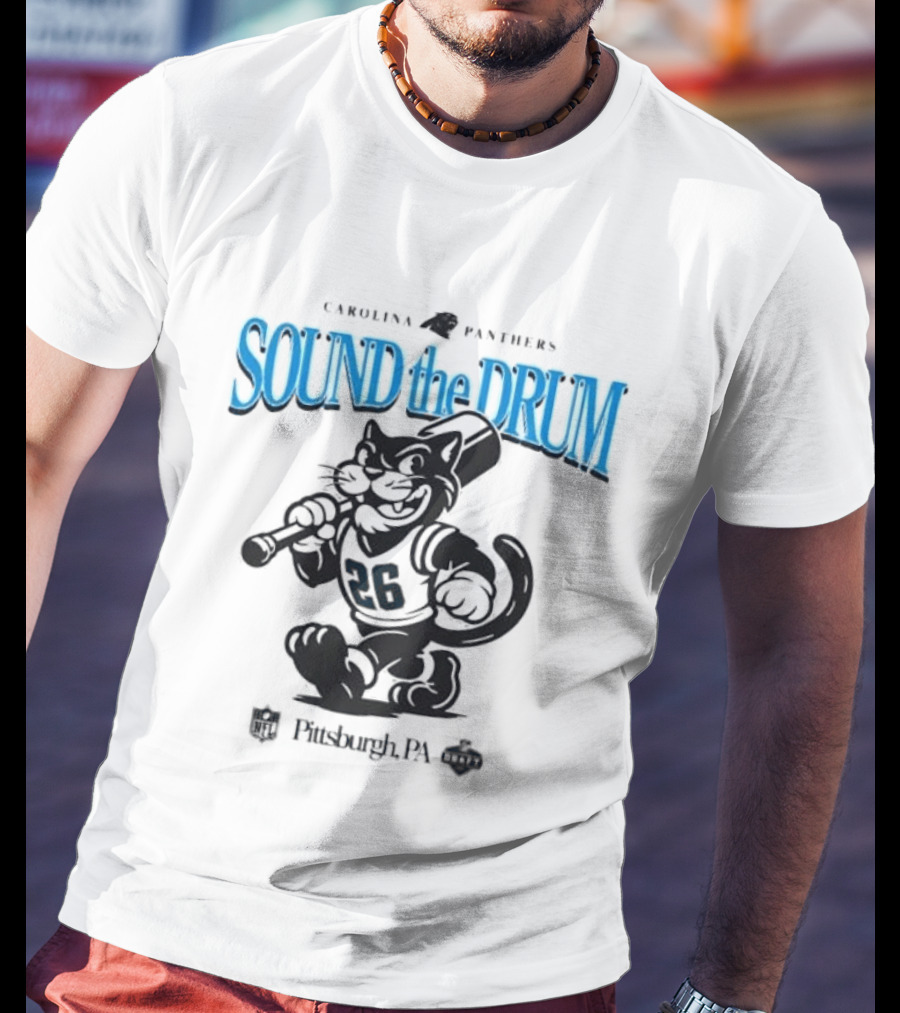 Carolina Panthers Sound The Drum Pittsburgh PA 95 Panther Cartoon T-Shirt
