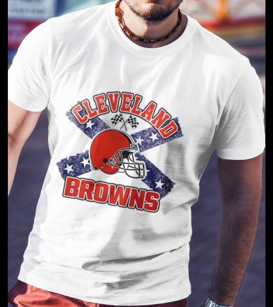 Cleveland Browns Helmet Dukes Of Hazzard Flag T-Shirt