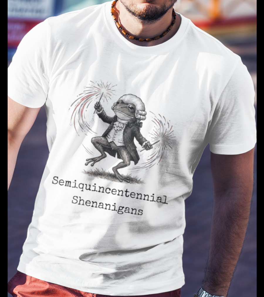 Frog Semiquincentennial Shenanigans Fireworks Celebration 250th Anniversary T-Shirt