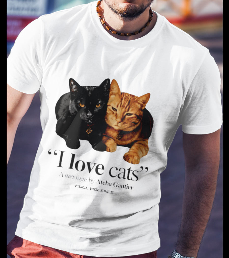I Love Cats Ateba Gautier Full Violence Black And Ginger Cat Duo T-Shirt