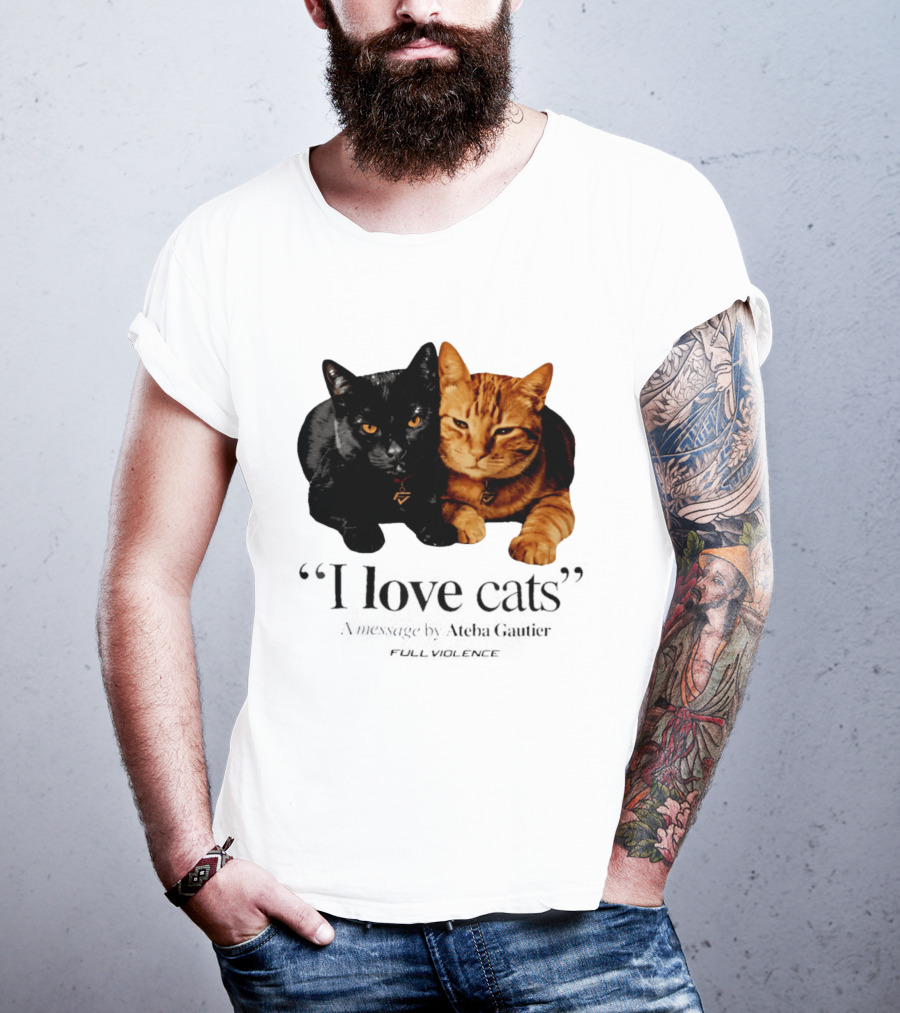 I Love Cats Ateba Gautier Full Violence Black And Ginger Cat Duo T-Shirt