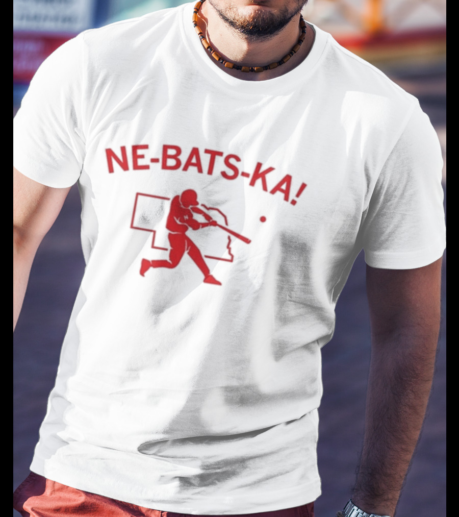 Ne Bats Ka Baseball Player Nebraska Outline Red T-Shirt