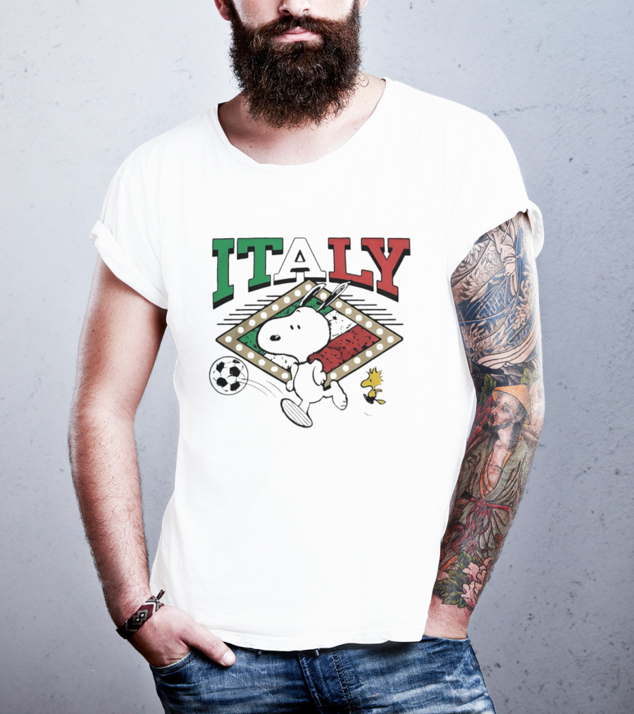 Italy Snoopy Woodstock Peanuts Soccer Team T-Shirt