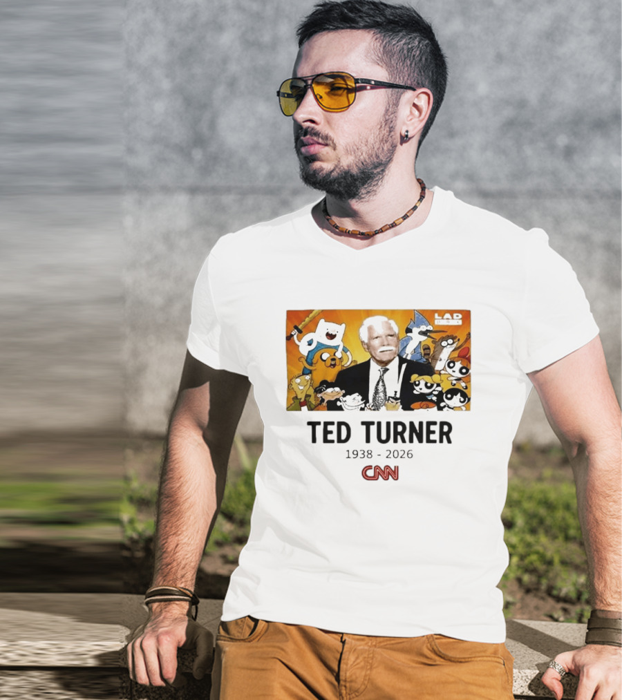 Ted Turner 1938 2026 Cartoon Network Characters CNN Meme T-Shirt