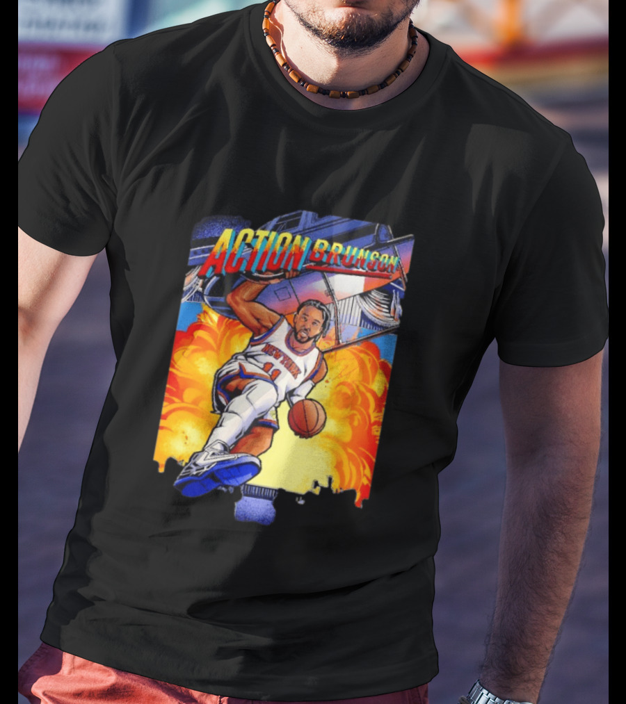 Action Brunson New York Knicks Basketball Comic Explosive Dynamic T-Shirt