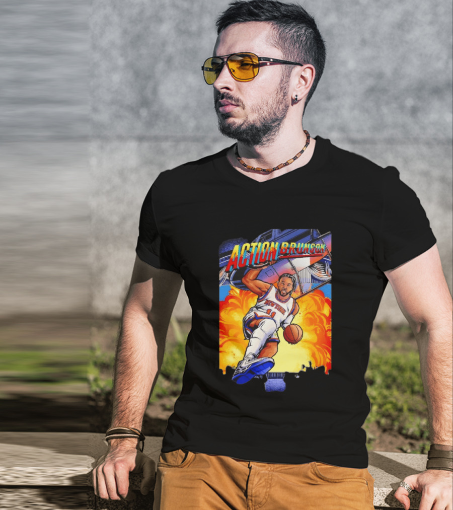 Action Brunson New York Knicks Basketball Comic Explosive Dynamic T-Shirt