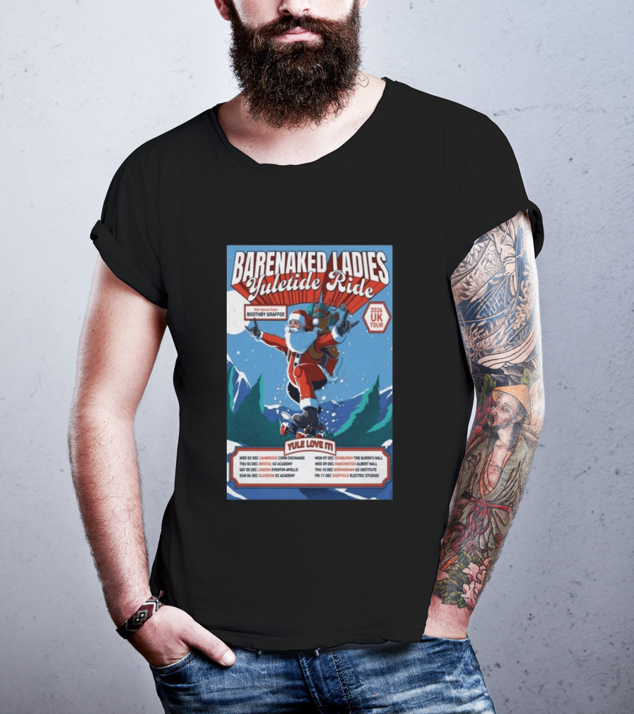 Barenaked Ladies Yuletide Ride UK Tour 2026 Santa With Special Guest Boothby Graffoe T-Shirt