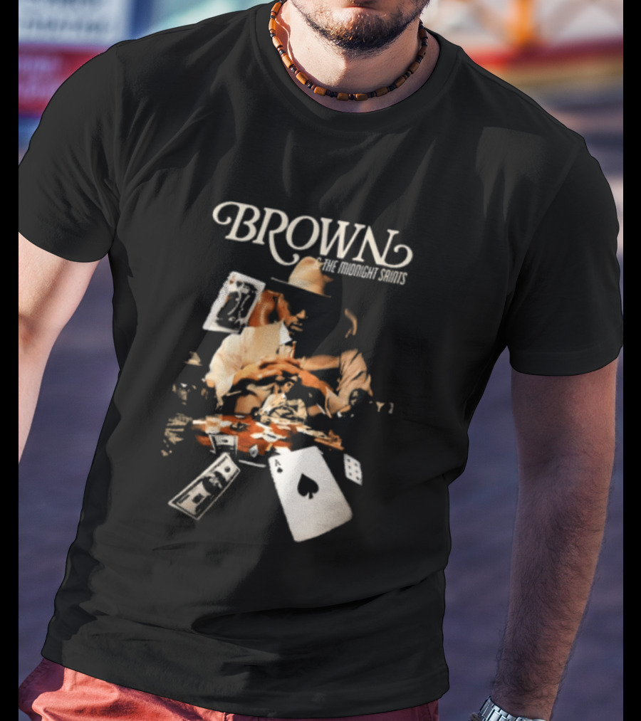 BROWN The Midnight Saints Playing Cards And Chips Explosion T-Shirt