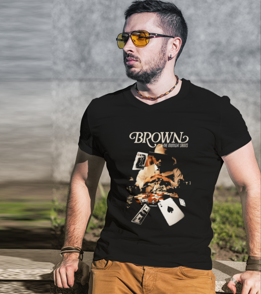 BROWN The Midnight Saints Playing Cards And Chips Explosion T-Shirt