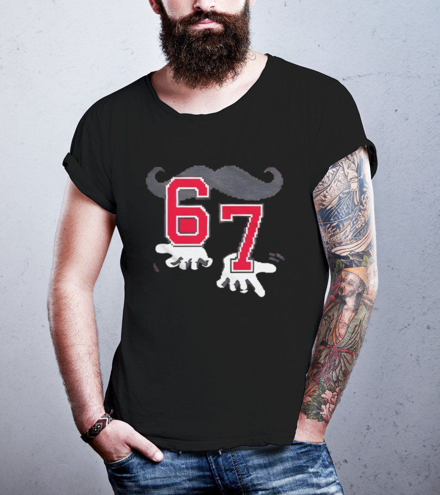 Cincinnati Reds 67 Beard Meme Moustache Hands T-Shirt