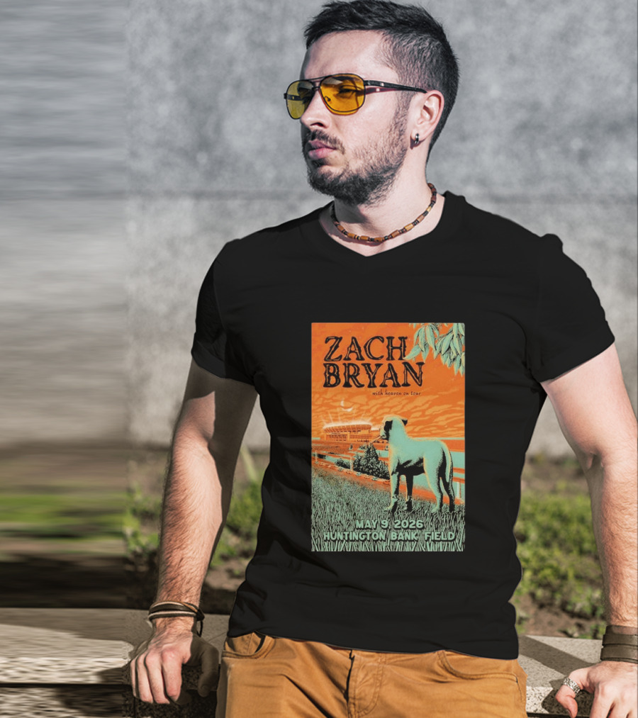 Zach Bryan Huntington Bank Field May 9 2026 With Heaven On Tour T-Shirt