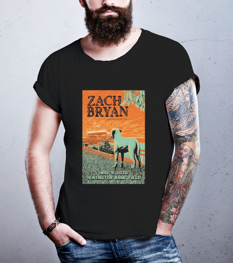 Zach Bryan Huntington Bank Field May 9 2026 With Heaven On Tour T-Shirt