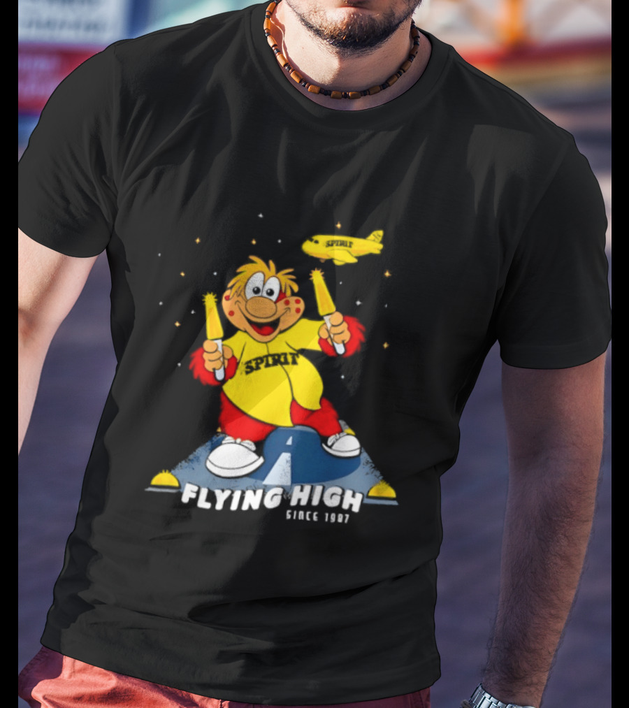 Inland Empire 66ers Baseball Mascot Celebrating Flying High Since 1987 With Spirit Airlines Memorabilia T-Shirt
