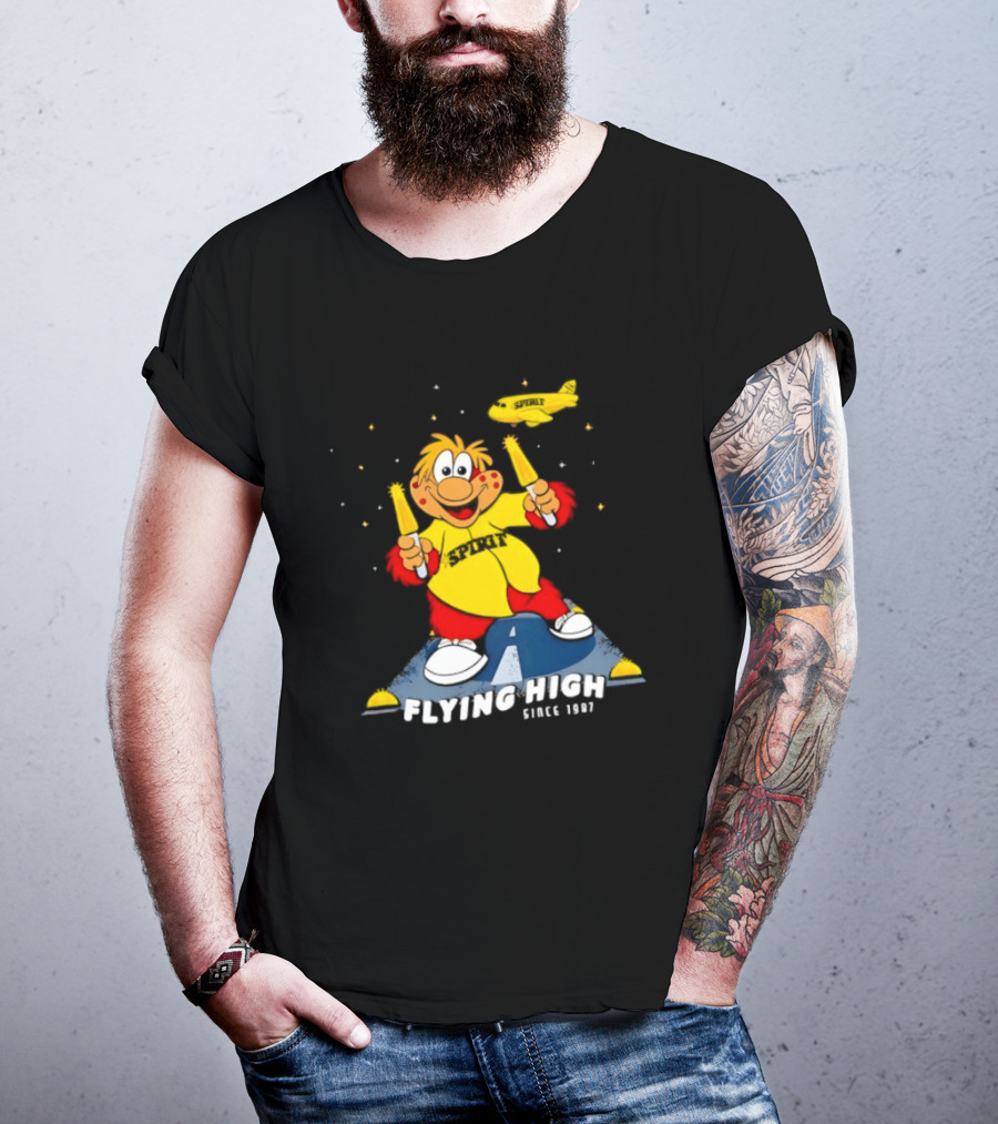 Inland Empire 66ers Baseball Mascot Celebrating Flying High Since 1987 With Spirit Airlines Memorabilia T-Shirt