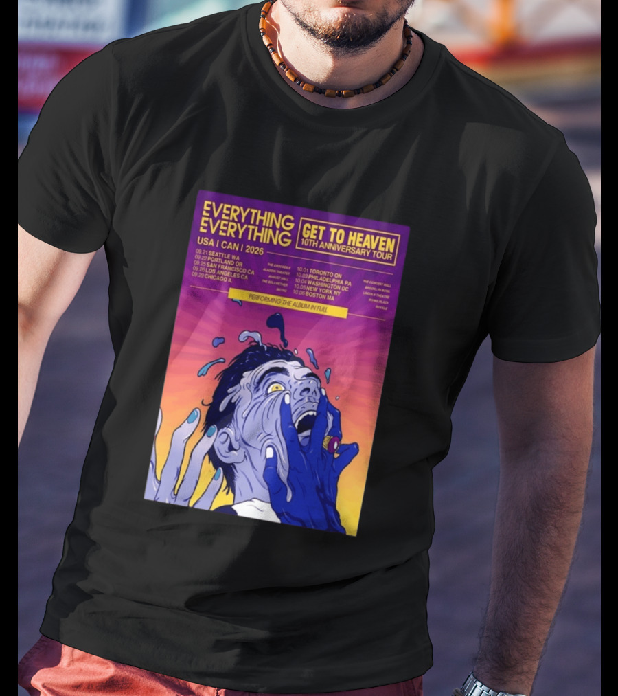Everything Everything Get To Heaven 10th Anniversary Tour 2026 USA Canada Dates T-Shirt