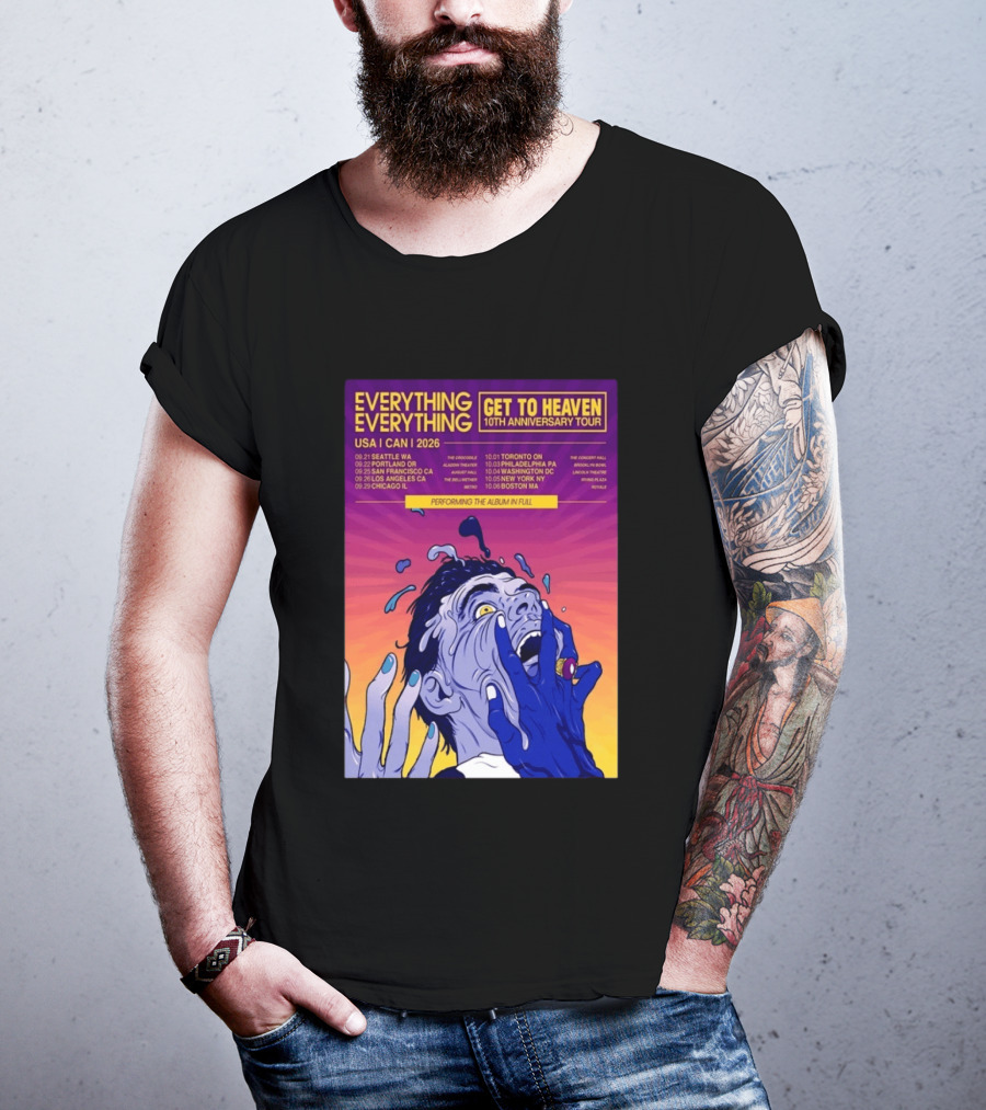 Everything Everything Get To Heaven 10th Anniversary Tour 2026 USA Canada Dates T-Shirt
