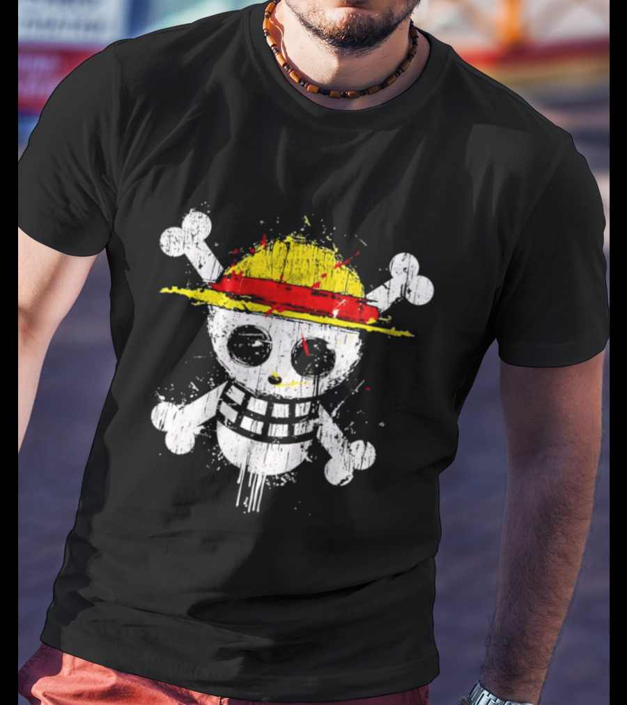Jolly Roger Straw Hat Pirate Skull Monkey D. Luffy One Piece T-Shirt