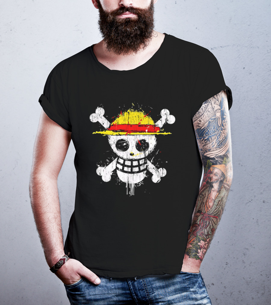 Jolly Roger Straw Hat Pirate Skull Monkey D. Luffy One Piece T-Shirt