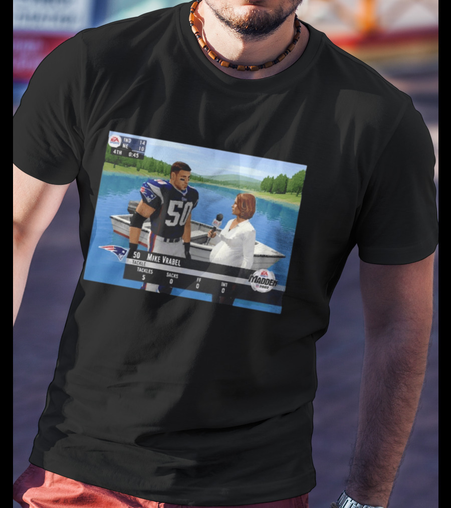 EA Madden 2002 Mike Vrabel Interview Football Patriots Video Game Scene T-Shirt