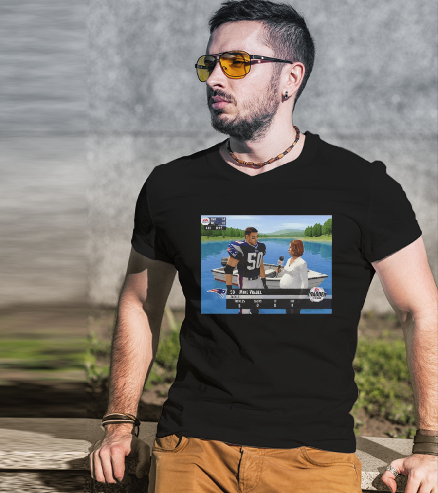 EA Madden 2002 Mike Vrabel Interview Football Patriots Video Game Scene T-Shirt