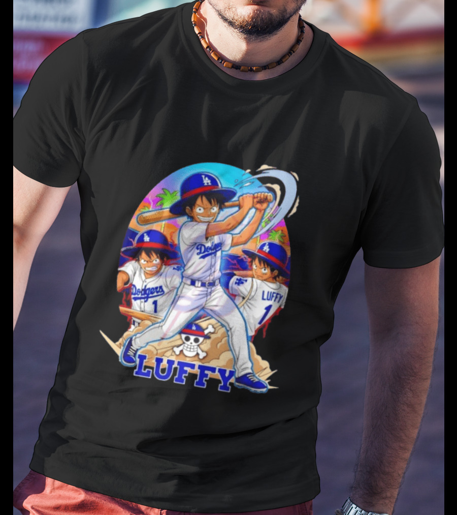 Monkey D. Luffy Dodgers Baseball 2026 Anime T-Shirt