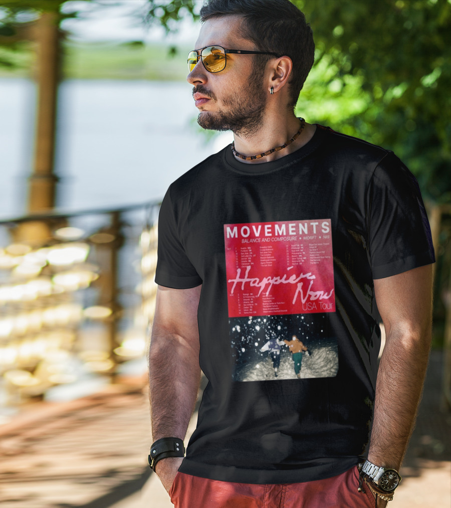 Movements Happier Now USA Tour 2026 Balance And Composure Midrft NIIS Snow Scene T-Shirt