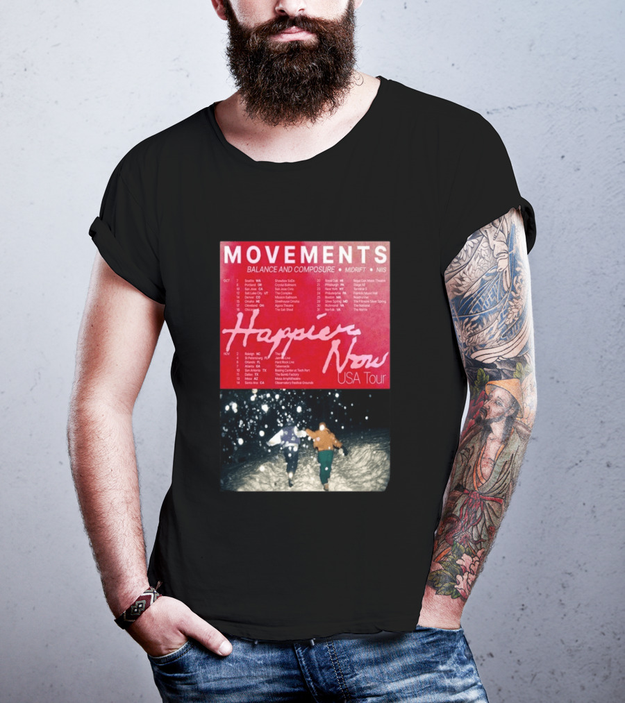 Movements Happier Now USA Tour 2026 Balance And Composure Midrft NIIS Snow Scene T-Shirt