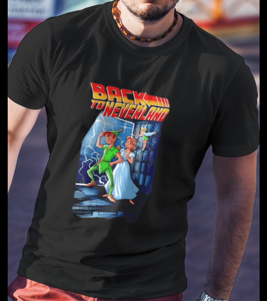Back To Neverland Peter Pan Wendy Tinkerbell Mashup Back To The Future T-Shirt