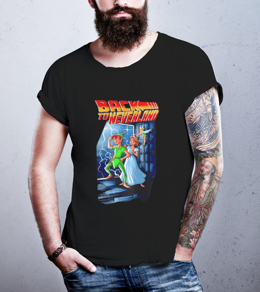Back To Neverland Peter Pan Wendy Tinkerbell Mashup Back To The Future T-Shirt