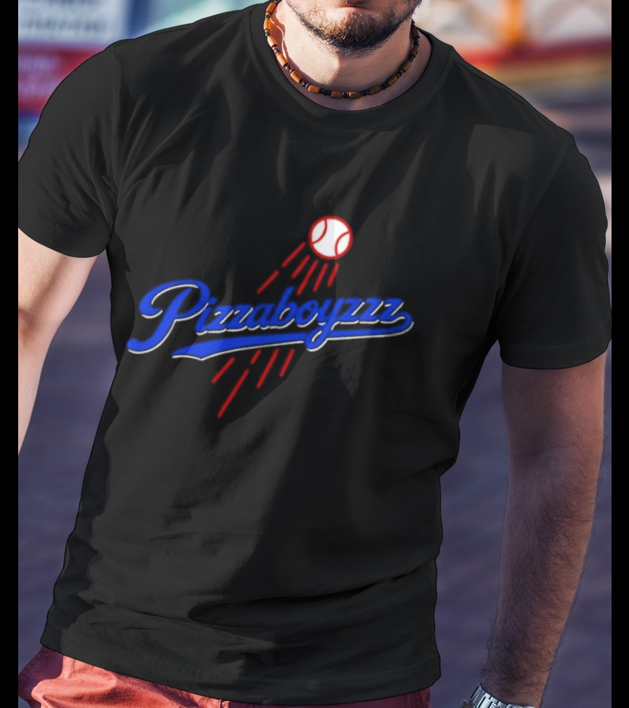Pizzaboyzzz Los Angeles Dodgers MLB Baseball 2026 Baseball Projectile Motif T-Shirt
