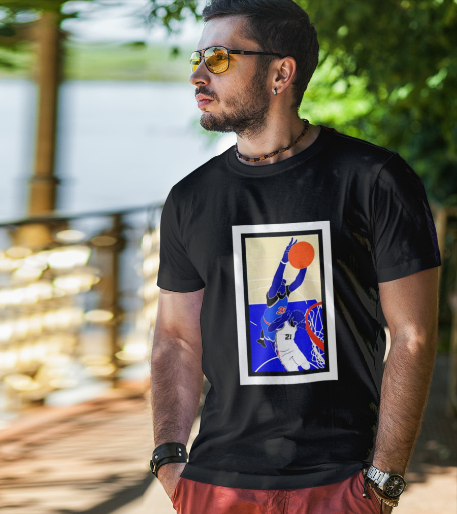 Mitchell Robinson Slam Dunk Over Joel Embiid New York Knicks T-Shirt