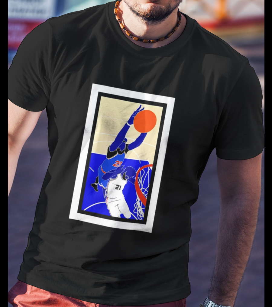 Mitchell Robinson Slam Dunk Over Joel Embiid New York Knicks T-Shirt