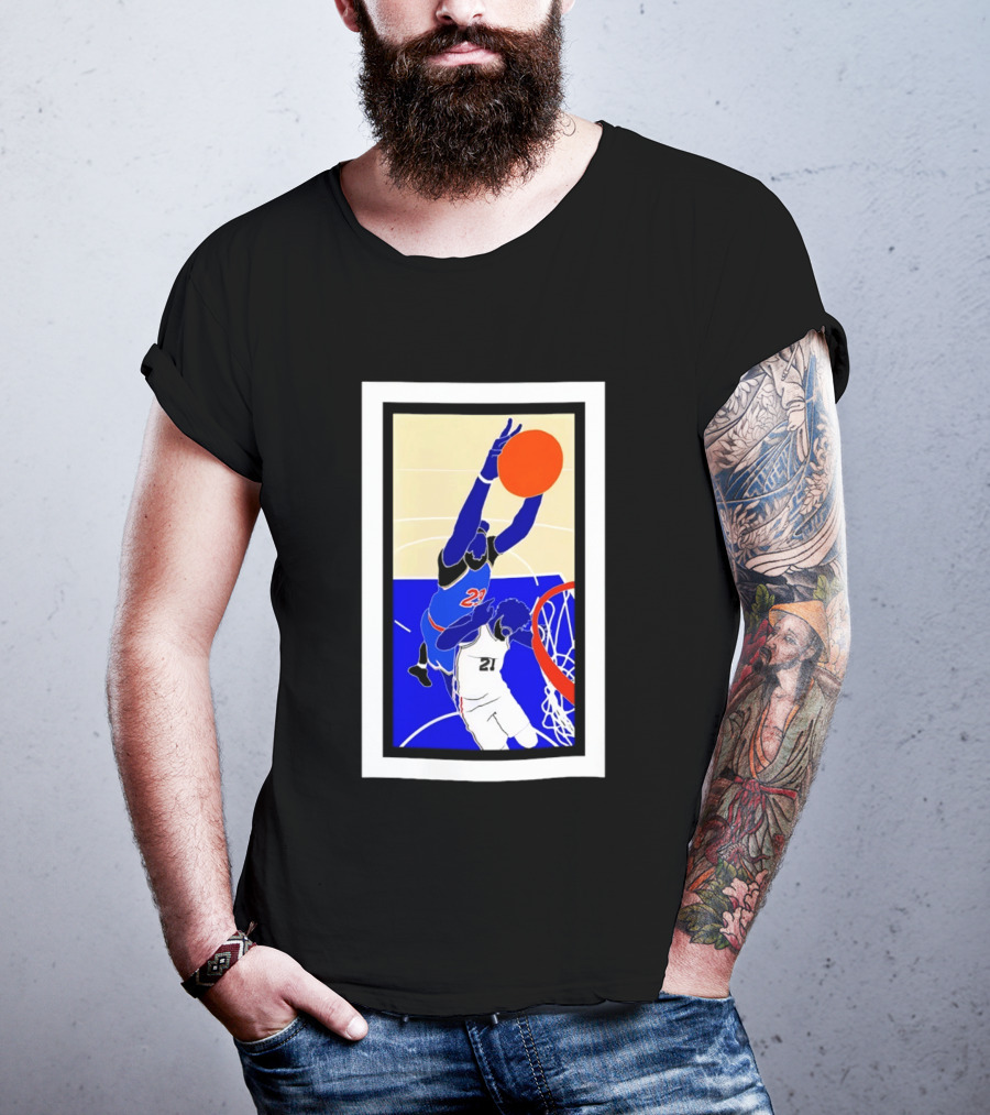 Mitchell Robinson Slam Dunk Over Joel Embiid New York Knicks T-Shirt