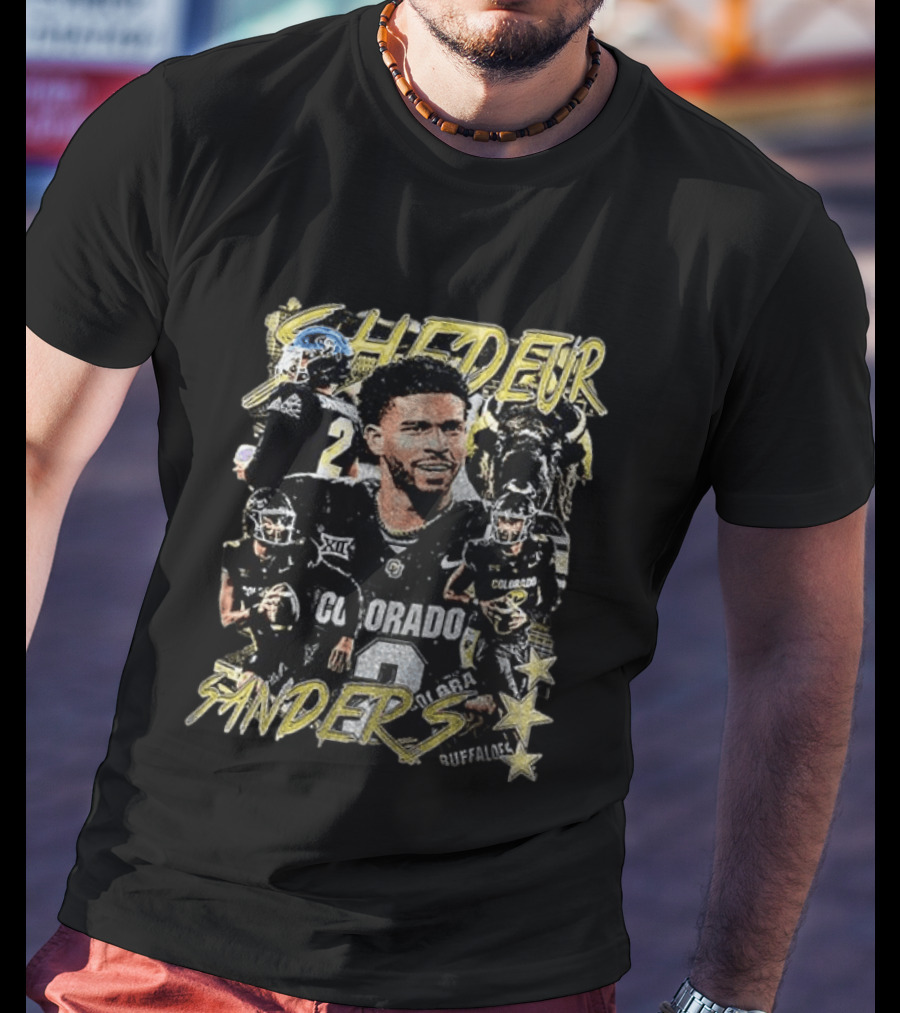 Shedeur Sanders Colorado Buffaloes Football XXL Player Collage T-Shirt