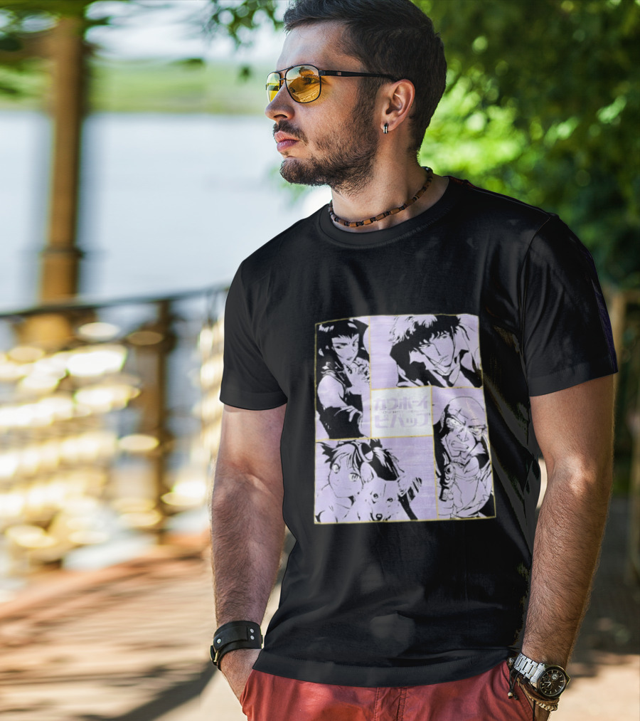 Cowboy Bebop Anime Characters Collage Faye Spike Ein Jet T-Shirt