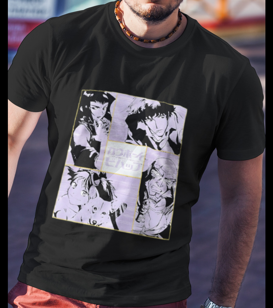 Cowboy Bebop Anime Characters Collage Faye Spike Ein Jet T-Shirt