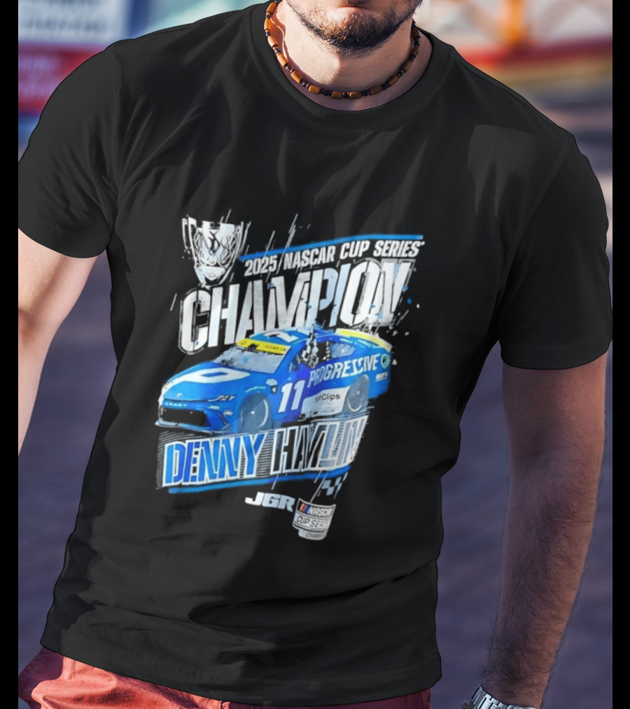 Denny Hamlin 2025 NASCAR Cup Series Champion Progressive Car 11 Joe Gibbs Racing T-Shirt