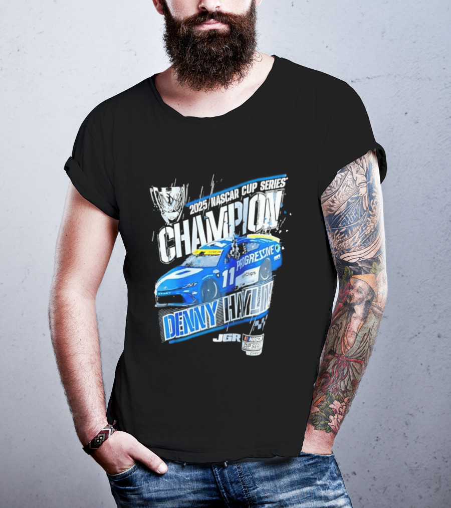 Denny Hamlin 2025 NASCAR Cup Series Champion Progressive Car 11 Joe Gibbs Racing T-Shirt
