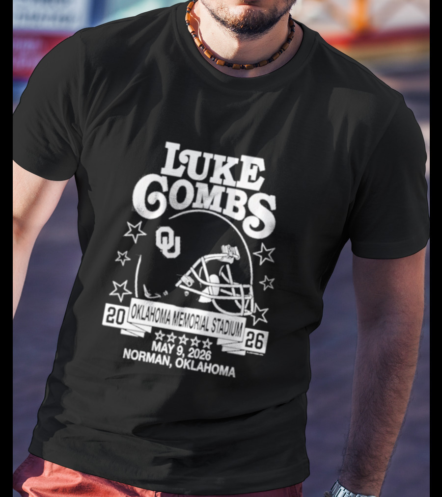 Luke Combs May 9 2026 Norman Oklahoma Football Helmet Stars Concert Event T-Shirt