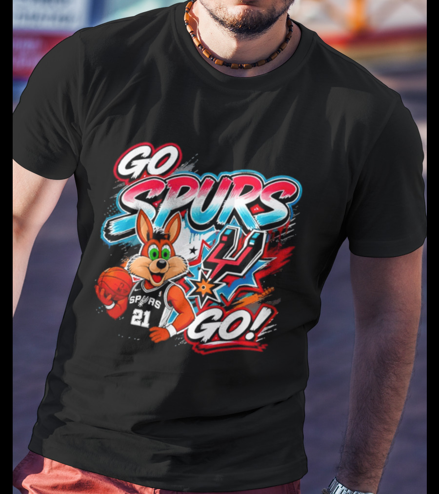Go Spurs Go Coyote Basketball Team Spirit Graffiti T-Shirt
