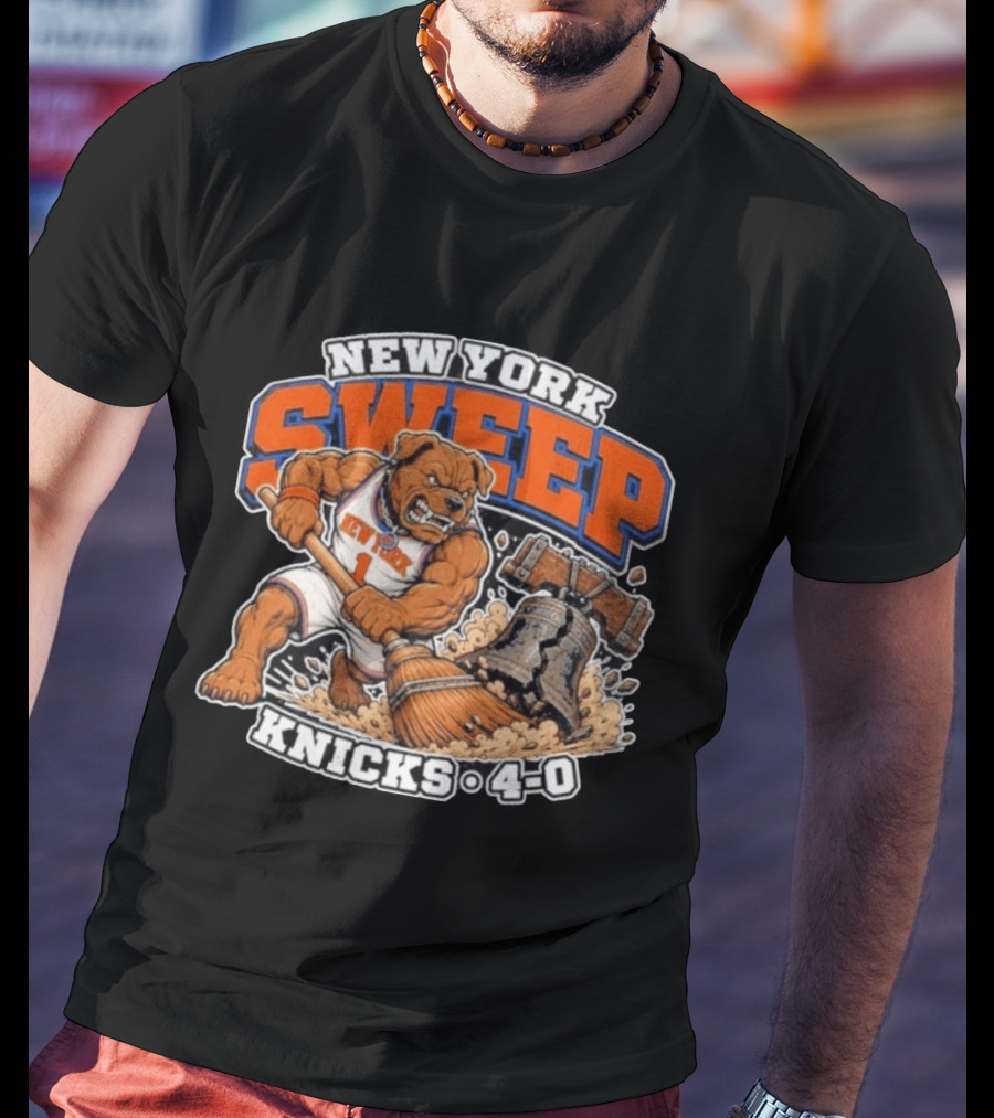 New York Knicks Sweep 76ers Bell Cracked 4 0 T-Shirt
