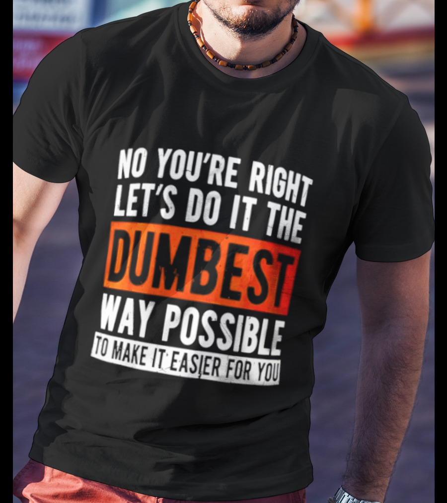 No You're Right Let's Do It The Dumbest Way Possible To Make It Easier For You T-Shirt