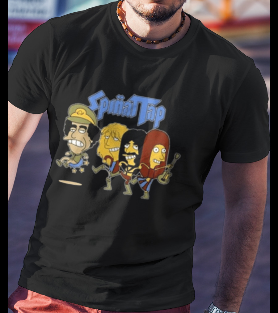 Spinattap 1992 World Tour London Paris Munich Springfield Gaddafi Cartoon Characters T-Shirt