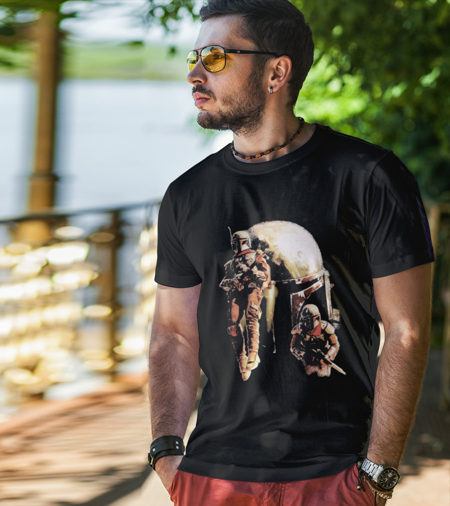 Star Wars Cobb Vanth Mandalorian Collage Forge Helmet T-Shirt