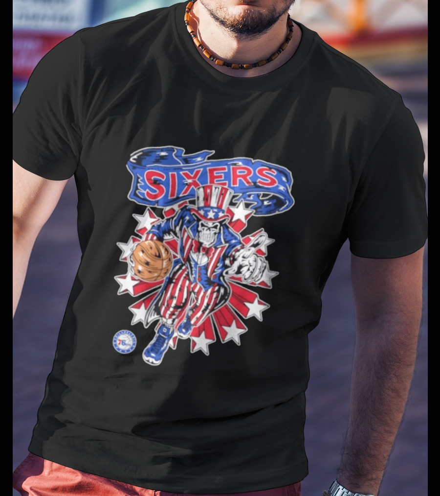 Philadelphia 76ers Warren Lotas Stars And Stripes Uncle Sam Basketball T-Shirt